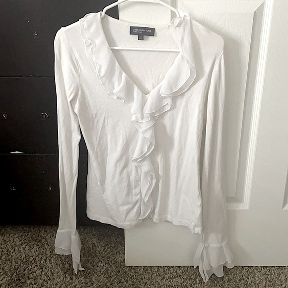 White Blouse With Ruffles Women’s-Small - Picture 1 of 2
